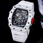 Swiss Quality Replica Richard Mille RM35-02 Skeleton Carbon Watch White Rubber Band
